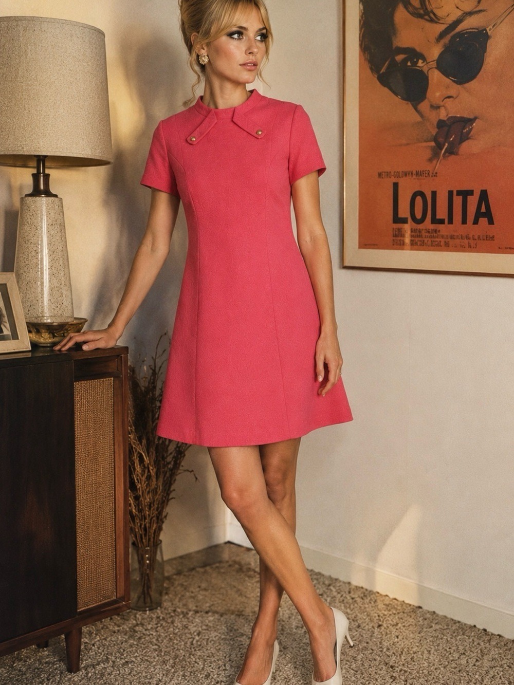 VNTG 1960s mod pink A-line dress (see measurements) size M